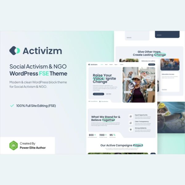 Activizm – Social Activism & NGO Gutenverse FSE WordPress Theme $4.49