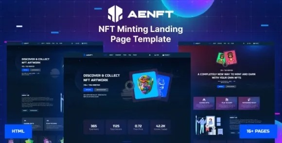 Aenft – NFT Minting or Collection Landing Page HTML Template