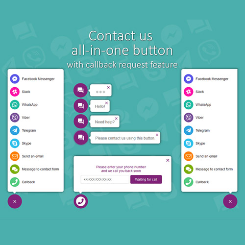 All in One Support Button + Callback Request. WhatsApp, Messenger, Telegram, LiveChat and more... - Download $4.49