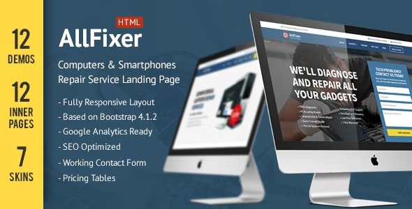 AllFixer – Computers & Smarphones Repair Service Landing Pages Pack