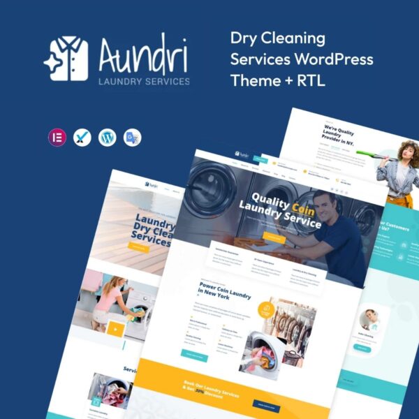 Aundri - Dry Cleaning Services WordPress Theme + RTL $4.49