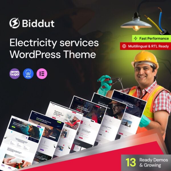 Biddut - Electricity Services WordPress Theme - Download $4.49