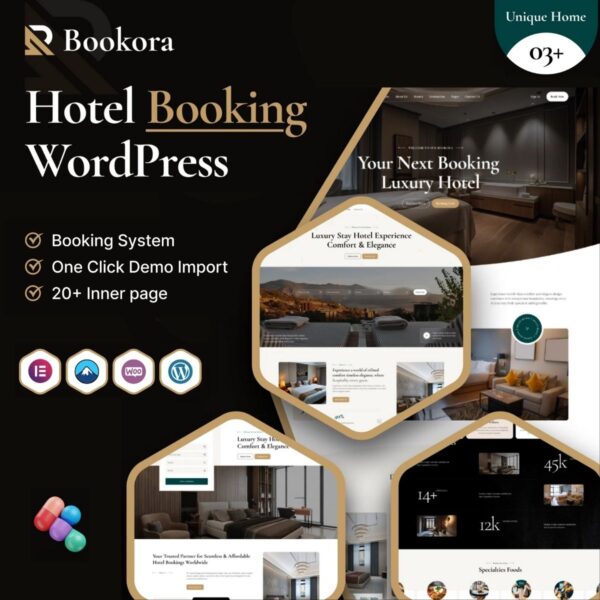 Bookora - Hotel Booking WordPress Theme $4.49