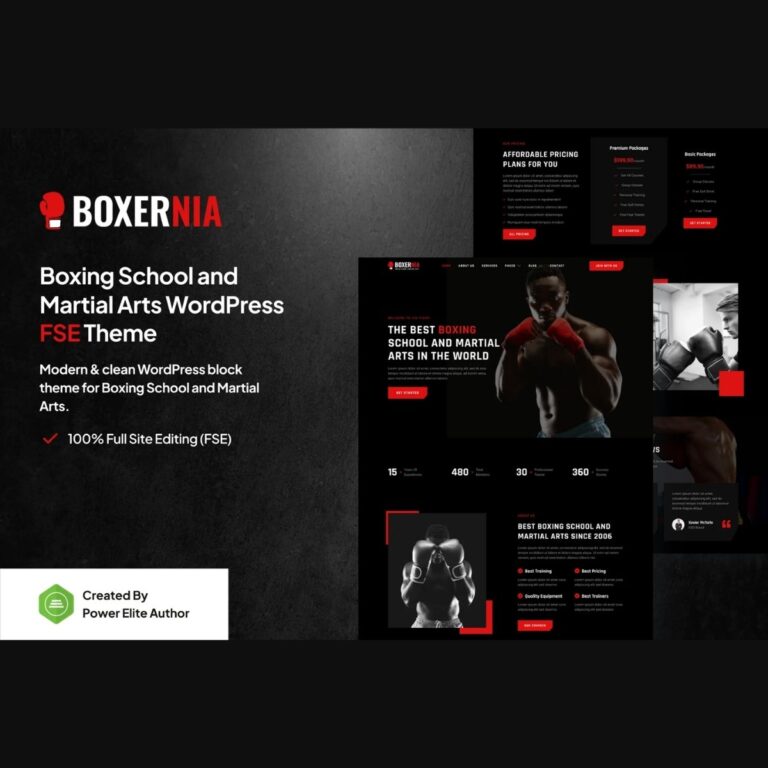 Boxernia – Boxing School & Martial Arts Gutenverse FSE WordPress Theme $4.49
