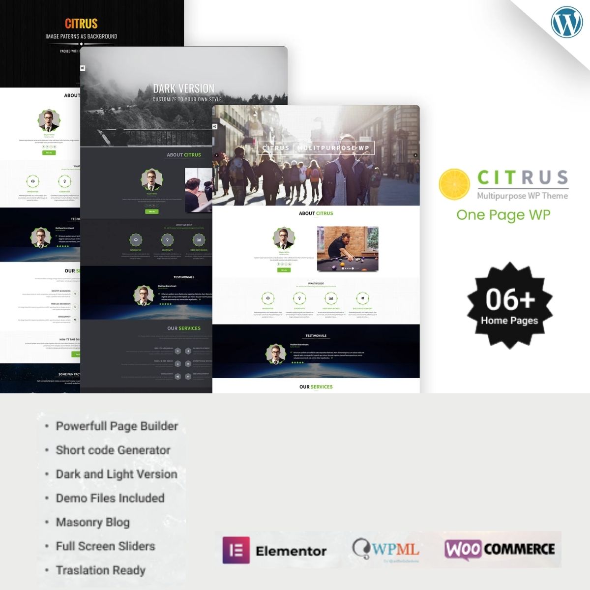 Citrus - One Page WordPress - Download $4.49 Citrus - One Page WordPress - Download $4.49