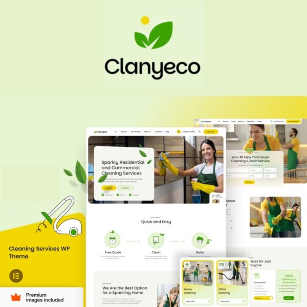 ClanyEco– Cleaning Services WordPress Theme - Download $4.49