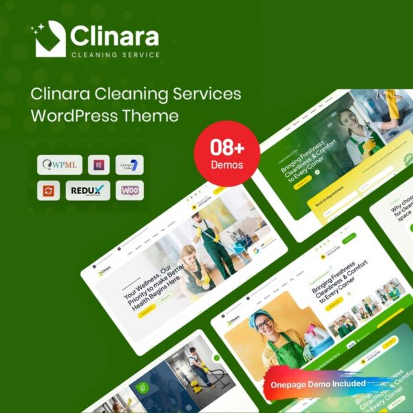Clinara - Cleaning Services WordPress Theme $4.49