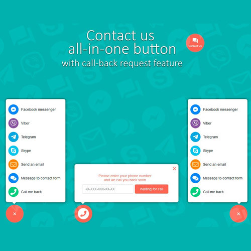Contact us all-in-one button with callback request feature for WordPress - Download $4.49