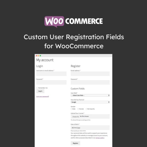Custom User Registration Fields for WooCommerce - Download $4.49