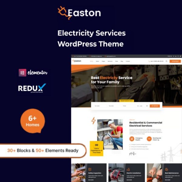 Easton - Electricity Services WordPress Theme - Download $4.49