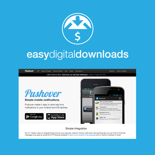 Easy Digital Downloads Pushover Notifications - Download $4.49