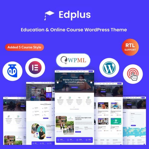 Edplus - Education & Online Course WordPress Theme + RTL - Download $4.49