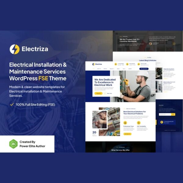 Electriza – Electrical Installation & Maintenance Services Gutenverse FSE WordPress Theme - Download $4.49