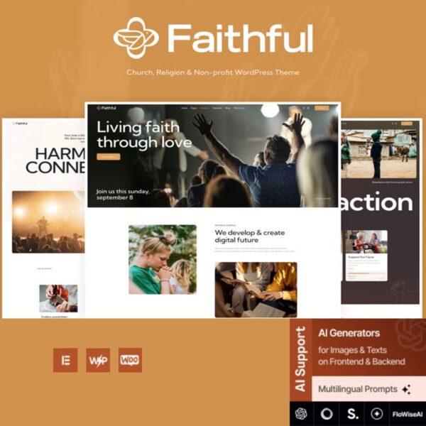 Faithful - Church & Religion Non-profit WordPress Theme $4.49