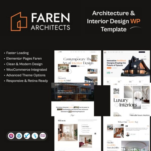 Faren - Architecture and Interior Design WordPress Theme $4.49
