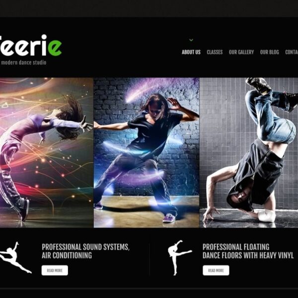 Free Dance Studio Responsive WordPress Theme & Website Template