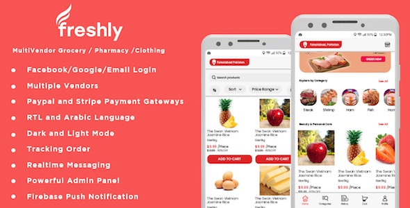 Freshly Native Multi Vendor Grocery, Food, Pharmacy, Store Delivery Mobile App with Admin Panel Freshly Native Multi Vendor Grocery, Food, Pharmacy, Store Delivery Mobile App with Admin Panel