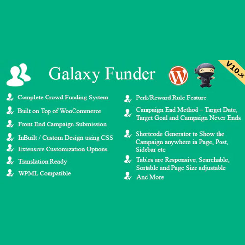 Galaxy Funder - WooCommerce Crowdfunding System - Download $4.49 Galaxy Funder - WooCommerce Crowdfunding System - Download $4.49