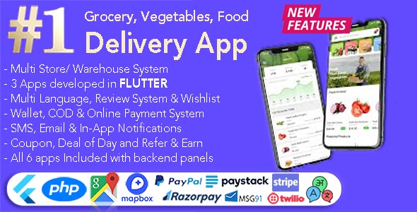 GoGrocer | Grocery, Vegetable & Food Delivery App | 6 Apps with PHP Backend