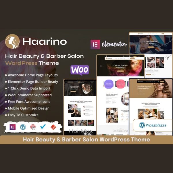 Haarino - Hair Beauty & Makeup Salon WordPress Theme - Download $4.49