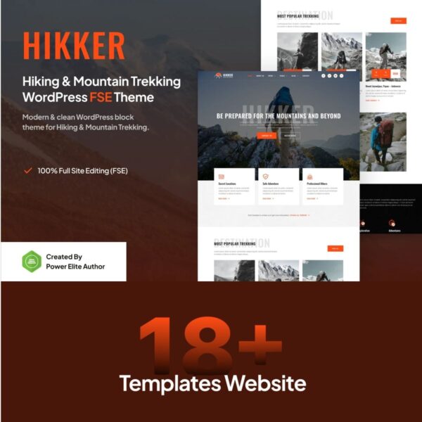 Hikker – Hiking & Mountain Trekking Gutenverse FSE WordPress Theme $4.49