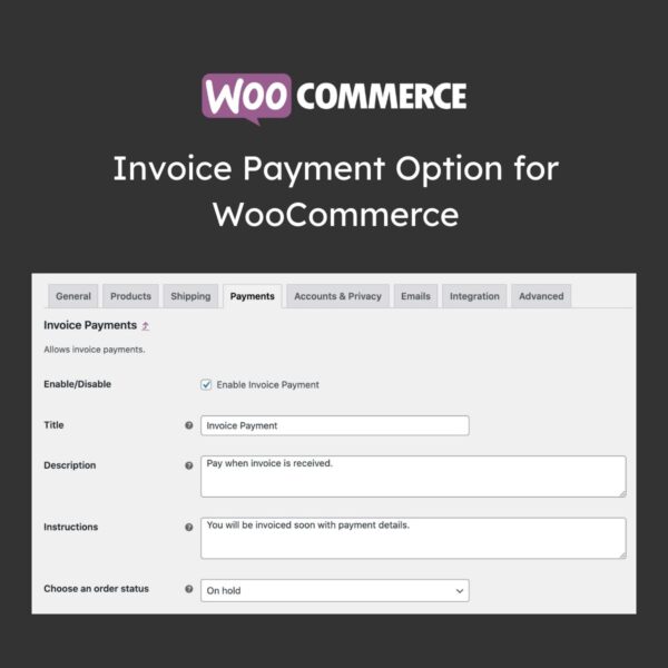 Invoice Payment Option for WooCommerce - Download $4.49