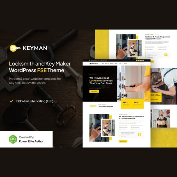 Keyman – Locksmith & Key Maker Services Gutenverse FSE WordPress Theme $4.49