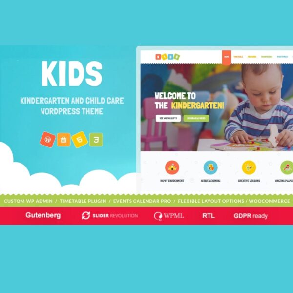 Kids - Day Care & Kindergarten WordPress Theme for Children - Download $4.49