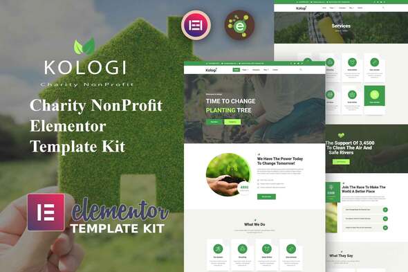 Kologi – Charity NonProfit Elementor Template Kit Download