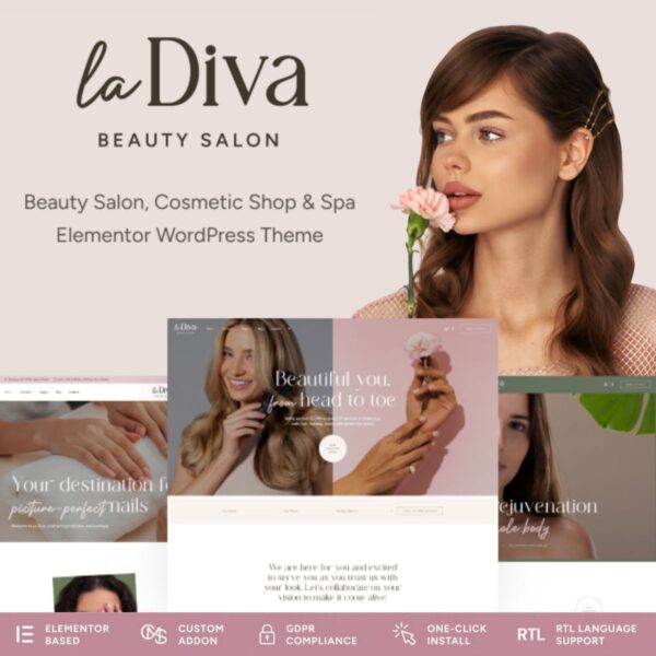 La Diva - Beauty Salon & Spa WordPress Theme $4.49