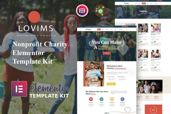 Lovims – Charity NonProfit Elementor Template Kit Download