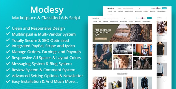 Modesy Marketplace & Classified Ads Script Modesy Marketplace & Classified Ads Script