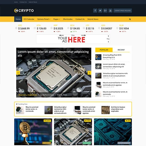 MyThemeShop Crypto Bitcoin & Cryptocurrency WordPress Theme - Download $4.49