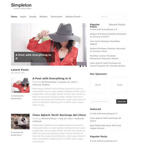 MyThemeShop Simpleton WordPress Theme - Download $4.49 MyThemeShop Simpleton WordPress Theme - Download $4.49