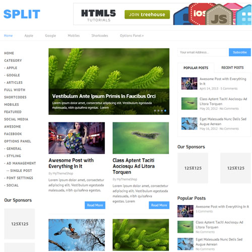 MyThemeShop Split WordPress Theme - Download $4.49