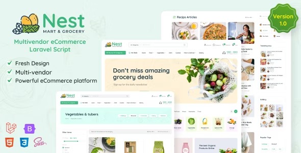 Nest Multivendor Organic & Grocery Laravel eCommerce