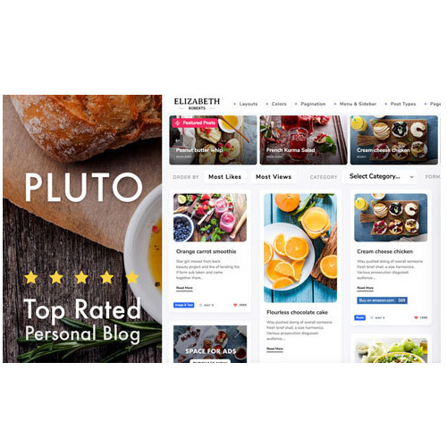 Pluto Clean Personal WordPress Masonry Blog Theme - Download $4.49