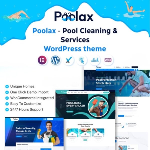 Poolax – Pool Cleaning & Services WordPress Theme $4.49