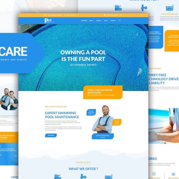 Poolcare – Swimming Pool Service & Maintenance Elementor Template Kit