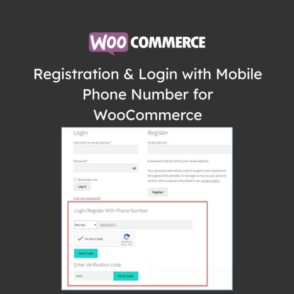 Registration & Login with Mobile Phone Number for WooCommerce - Download $4.49
