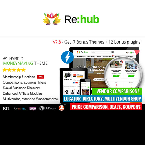 REHub - Price Comparison, Affiliate Marketing, Multi Vendor Store, Community Theme - Download $4.49 REHub - Price Comparison, Affiliate Marketing, Multi Vendor Store, Community Theme - Download $4.49
