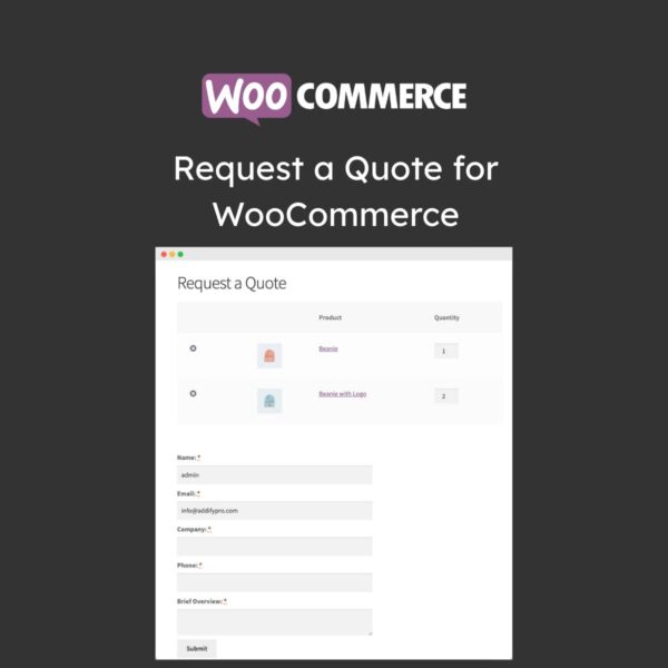 Request a Quote for WooCommerce - Download $4.49