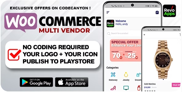 Revo Apps Multi Vendor – Flutter Marketplace E-Commerce Full App Android iOS