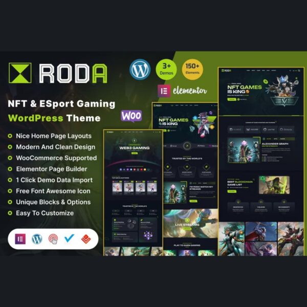 Roda - eSports & Gaming NFT WordPress Theme $4.49