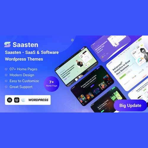 Saasten - SaaS & Software Landing WordPress Theme - Download $4.49