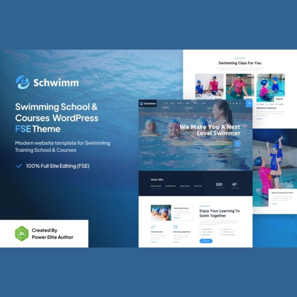 Schwimm – Swimming School & Course Gutenverse FSE WordPress Theme - Download $4.49
