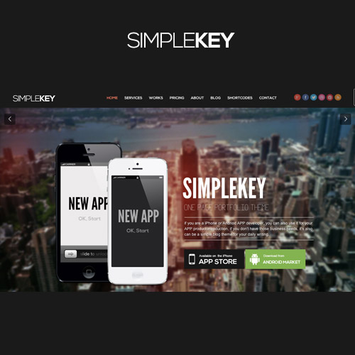 SimpleKey - One Page Portfolio WordPress Theme - Download $4.49