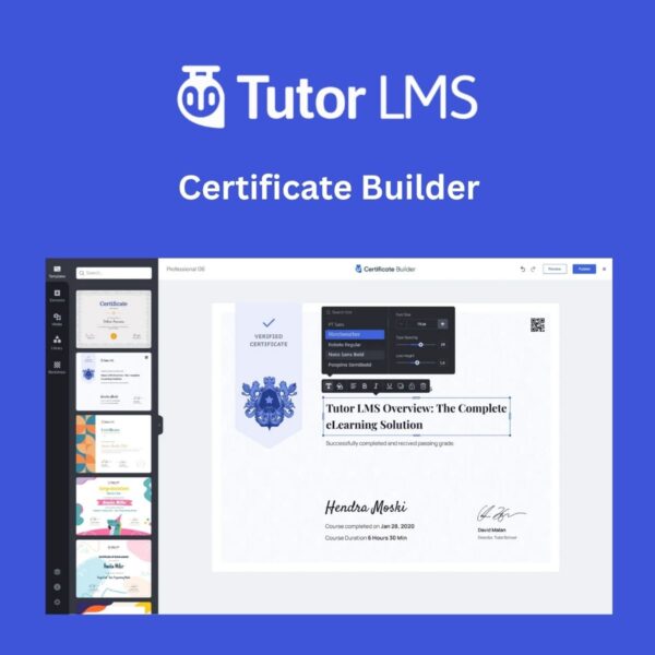 Tutor LMS Pro – Certificate Builder - Download $4.49