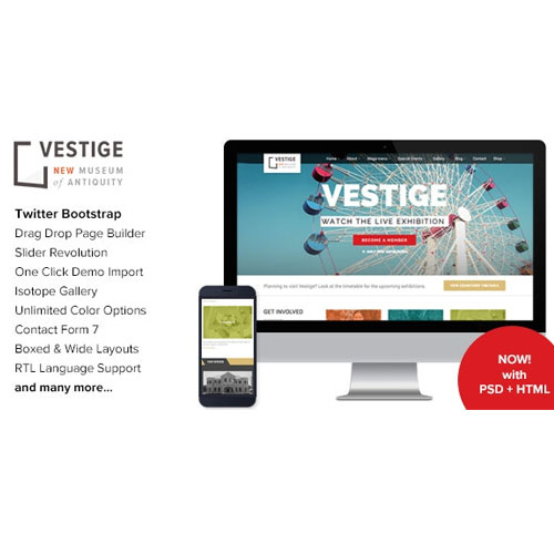 Vestige - Museum Responsive WordPress Theme - Download $4.49