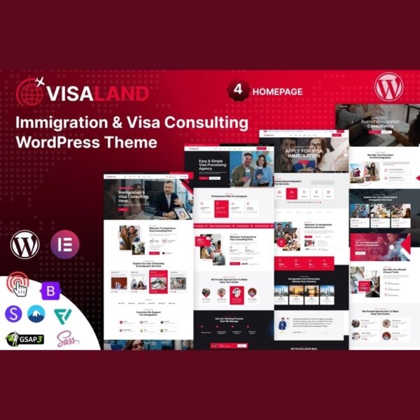 Visaland - Immigration and Visa Consulting WordPress Theme $4.49